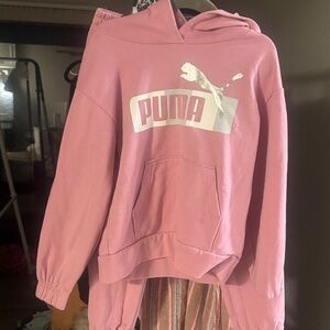 Puma Pink Hooded Pullover with Silver Logo & matching jogger set